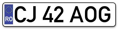 Placuta inmatriculare numar auto  CJ-42-AOG, CJ 42 AOG, CJ42AOG