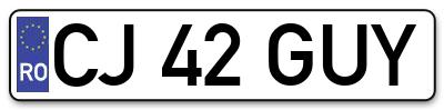 Placuta inmatriculare numar auto  CJ-42-GUY, CJ 42 GUY, CJ42GUY