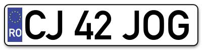 Placuta inmatriculare numar auto  CJ-42-JOG, CJ 42 JOG, CJ42JOG