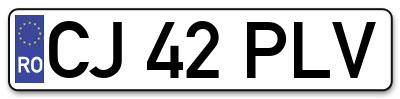 Placuta inmatriculare numar auto  CJ-42-PLV, CJ 42 PLV, CJ42PLV