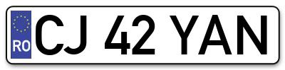 Placuta inmatriculare numar auto  CJ-42-YAN, CJ 42 YAN, CJ42YAN