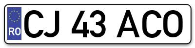 Placuta inmatriculare numar auto  CJ-43-ACO, CJ 43 ACO, CJ43ACO