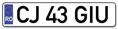 Placuta inmatriculare numar auto  CJ-43-GIU, CJ 43 GIU, CJ43GIU
