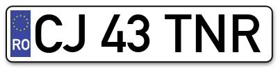 Placuta inmatriculare numar auto  CJ-43-TNR, CJ 43 TNR, CJ43TNR