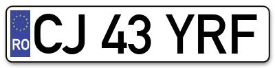 Placuta inmatriculare numar auto  CJ-43-YRF, CJ 43 YRF, CJ43YRF