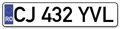 Placuta inmatriculare numar auto  CJ-432-YVL, CJ 432 YVL, CJ432YVL