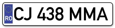 Placuta inmatriculare numar auto  CJ-438-MMA, CJ 438 MMA, CJ438MMA