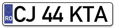 Placuta inmatriculare numar auto  CJ-44-KTA, CJ 44 KTA, CJ44KTA