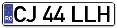 Placuta inmatriculare numar auto  CJ-44-LLH, CJ 44 LLH, CJ44LLH