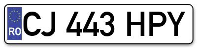 Placuta inmatriculare numar auto  CJ-443-HPY, CJ 443 HPY, CJ443HPY