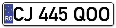 Placuta inmatriculare numar auto  CJ-445-QOO, CJ 445 QOO, CJ445QOO