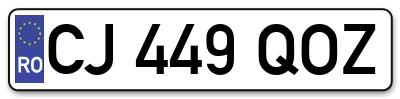 Placuta inmatriculare numar auto  CJ-449-QOZ, CJ 449 QOZ, CJ449QOZ