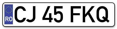 Placuta inmatriculare numar auto  CJ-45-FKQ, CJ 45 FKQ, CJ45FKQ