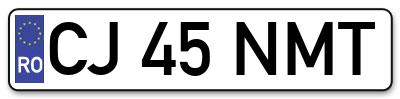 Placuta inmatriculare numar auto  CJ-45-NMT, CJ 45 NMT, CJ45NMT