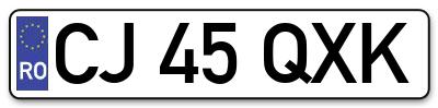 Placuta inmatriculare numar auto  CJ-45-QXK, CJ 45 QXK, CJ45QXK