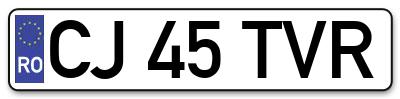 Placuta inmatriculare numar auto  CJ-45-TVR, CJ 45 TVR, CJ45TVR