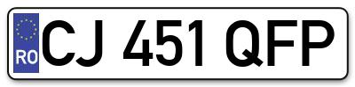 Placuta inmatriculare numar auto  CJ-451-QFP, CJ 451 QFP, CJ451QFP