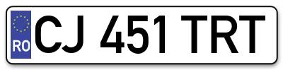 Placuta inmatriculare numar auto  CJ-451-TRT, CJ 451 TRT, CJ451TRT