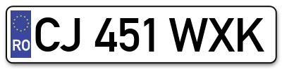 Placuta inmatriculare numar auto  CJ-451-WXK, CJ 451 WXK, CJ451WXK