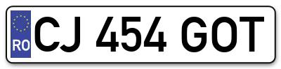 Placuta inmatriculare numar auto  CJ-454-GOT, CJ 454 GOT, CJ454GOT