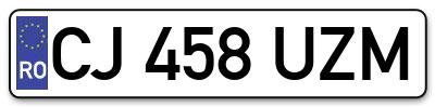 Placuta inmatriculare numar auto  CJ-458-UZM, CJ 458 UZM, CJ458UZM