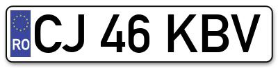 Placuta inmatriculare numar auto  CJ-46-KBV, CJ 46 KBV, CJ46KBV