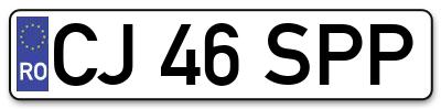 Placuta inmatriculare numar auto  CJ-46-SPP, CJ 46 SPP, CJ46SPP