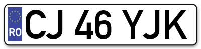 Placuta inmatriculare numar auto  CJ-46-YJK, CJ 46 YJK, CJ46YJK