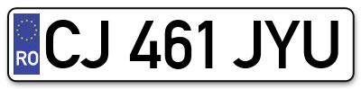 Placuta inmatriculare numar auto  CJ-461-JYU, CJ 461 JYU, CJ461JYU