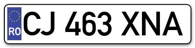 Placuta inmatriculare numar auto  CJ-463-XNA, CJ 463 XNA, CJ463XNA