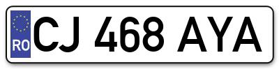 Placuta inmatriculare numar auto  CJ-468-AYA, CJ 468 AYA, CJ468AYA