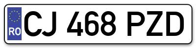 Placuta inmatriculare numar auto  CJ-468-PZD, CJ 468 PZD, CJ468PZD