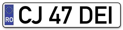 Placuta inmatriculare numar auto  CJ-47-DEI, CJ 47 DEI, CJ47DEI