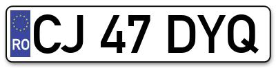Placuta inmatriculare numar auto  CJ-47-DYQ, CJ 47 DYQ, CJ47DYQ