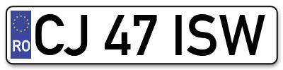 Placuta inmatriculare numar auto  CJ-47-ISW, CJ 47 ISW, CJ47ISW