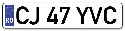 Placuta inmatriculare numar auto  CJ-47-YVC, CJ 47 YVC, CJ47YVC