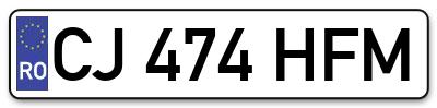 Placuta inmatriculare numar auto  CJ-474-HFM, CJ 474 HFM, CJ474HFM