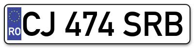 Placuta inmatriculare numar auto  CJ-474-SRB, CJ 474 SRB, CJ474SRB