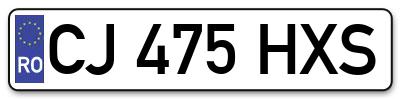 Placuta inmatriculare numar auto  CJ-475-HXS, CJ 475 HXS, CJ475HXS