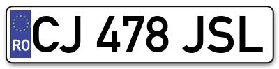 Placuta inmatriculare numar auto  CJ-478-JSL, CJ 478 JSL, CJ478JSL