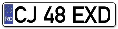 Placuta inmatriculare numar auto  CJ-48-EXD, CJ 48 EXD, CJ48EXD