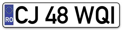 Placuta inmatriculare numar auto  CJ-48-WQI, CJ 48 WQI, CJ48WQI