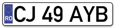 Placuta inmatriculare numar auto  CJ-49-AYB, CJ 49 AYB, CJ49AYB
