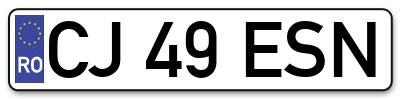Placuta inmatriculare numar auto  CJ-49-ESN, CJ 49 ESN, CJ49ESN