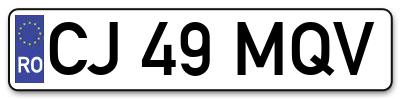 Placuta inmatriculare numar auto  CJ-49-MQV, CJ 49 MQV, CJ49MQV
