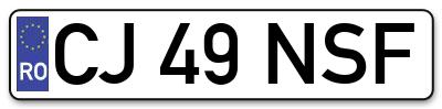 Placuta inmatriculare numar auto  CJ-49-NSF, CJ 49 NSF, CJ49NSF