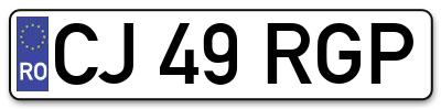 Placuta inmatriculare numar auto  CJ-49-RGP, CJ 49 RGP, CJ49RGP