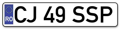 Placuta inmatriculare numar auto  CJ-49-SSP, CJ 49 SSP, CJ49SSP