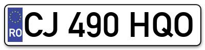 Placuta inmatriculare numar auto  CJ-490-HQO, CJ 490 HQO, CJ490HQO