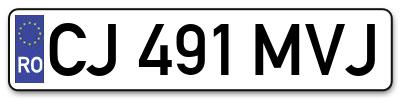 Placuta inmatriculare numar auto  CJ-491-MVJ, CJ 491 MVJ, CJ491MVJ